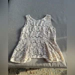 Peplum white flower design summery top